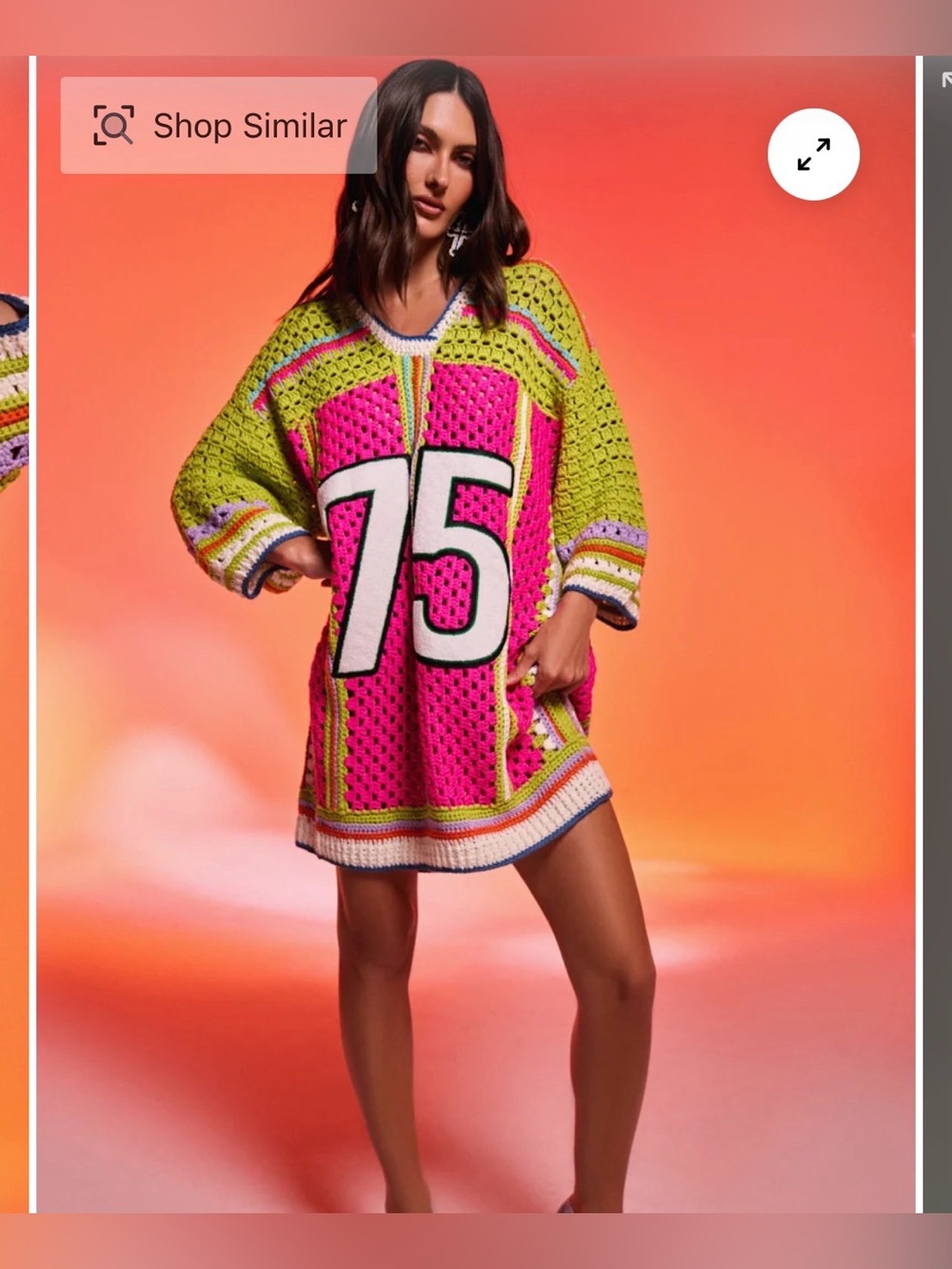 Akira Courtside or Seaside Crochet Jersey Dress 75 Pink Lime Green Womens L XL